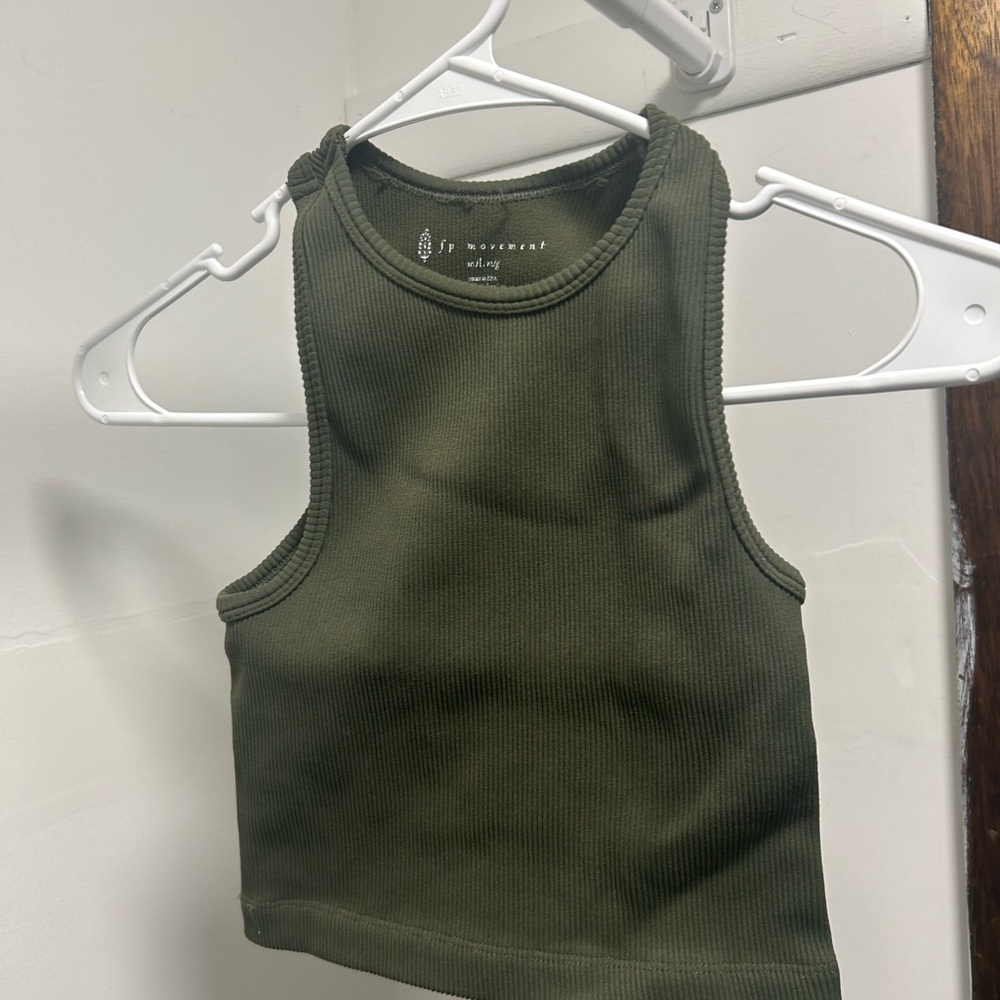 Free People Movement Olive Green Ribbed Tank Top